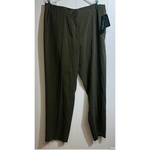 Lauren Ralph Lauren Maine Cypress Green 100% Sueded Silk Trousers Pants 16 NWT